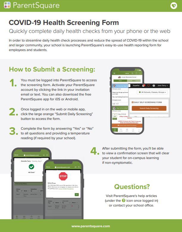 ParentSquare Health Screening Form