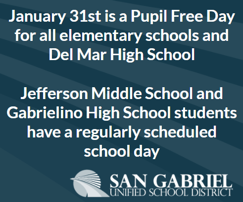 sangabrielusd JMS and GHS will attend school tomorrow to make-up for the closure on January 6, 2022.